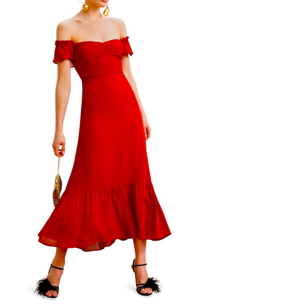 Reformation Cherry Red Butterfly Dress - worn once!